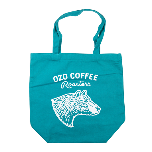 OZO Coffee Roasters Bear Tote Teal | Boulder Colorado Coffee Merch | OZO Coffee