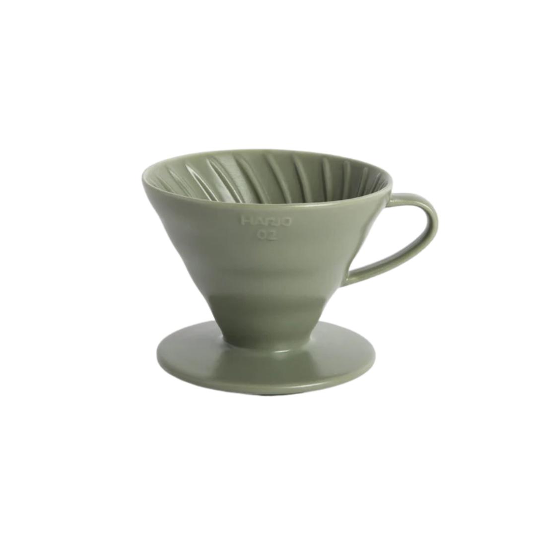 Hario V60 Ceramic Dripper in Oil Green – Classic Pour-Over Brewer