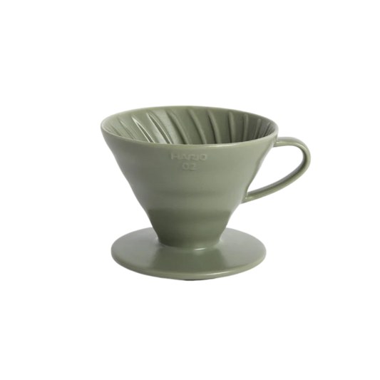 Hario V60 Ceramic Dripper in Oil Green – Classic Pour-Over Brewer