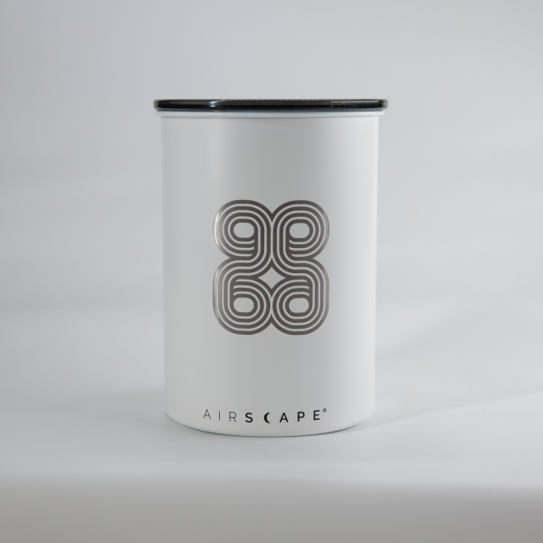 OZO Coffee Airscape Canister White with OZO Logo