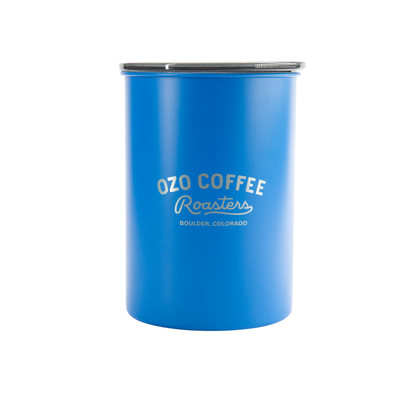 OZO Coffee Airscape Canister Blue with OZO Logo Back