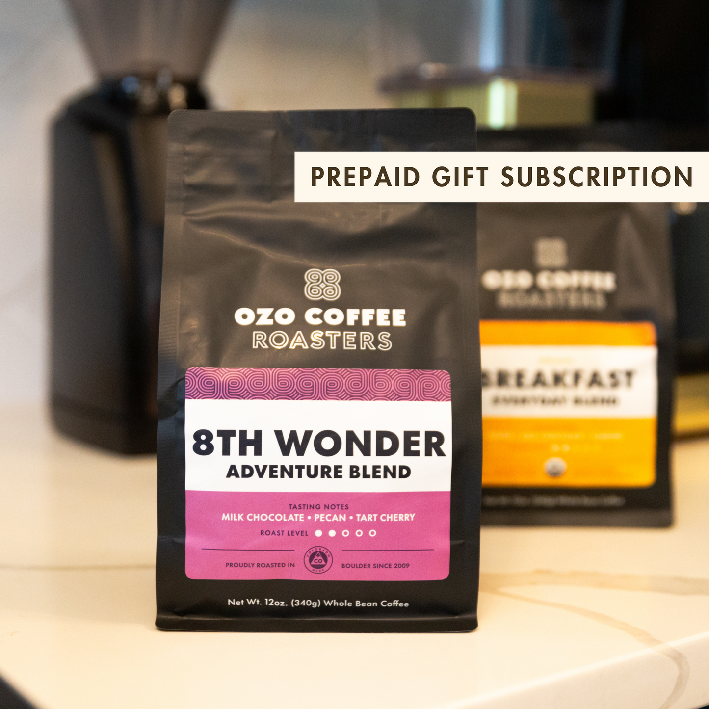 Two 12oz bags of OZO Coffee for prepaid gift subscription