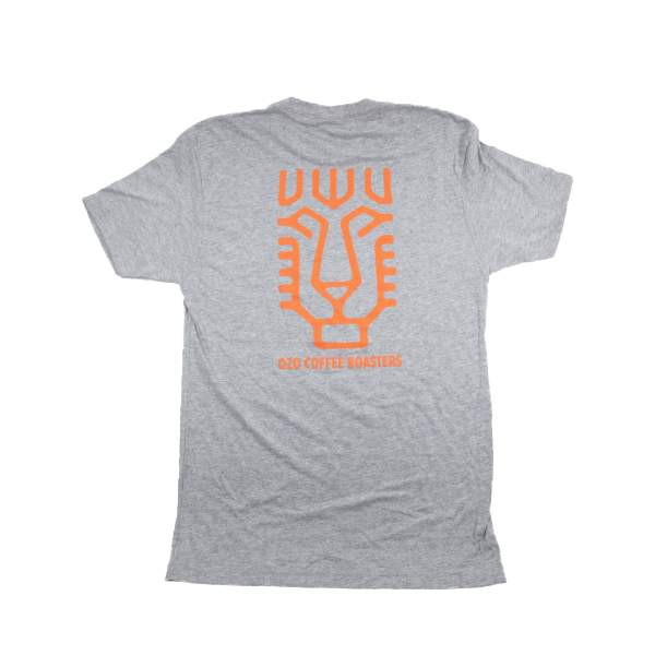 Ligh Grey Lion Glyph Tee Back Orange Logo